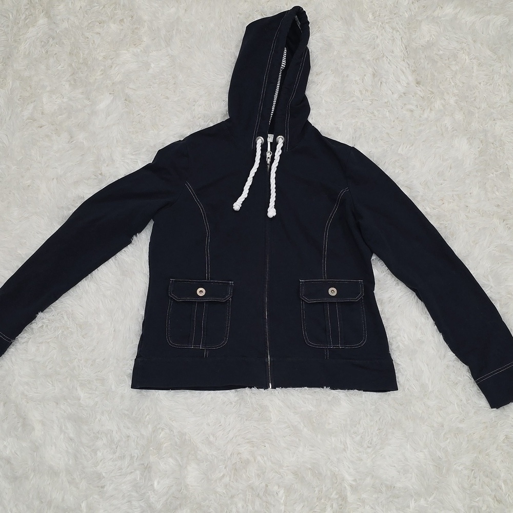 LOFT Navy and White Hooded Sweatshirt. Size M - Picture 1 of 4